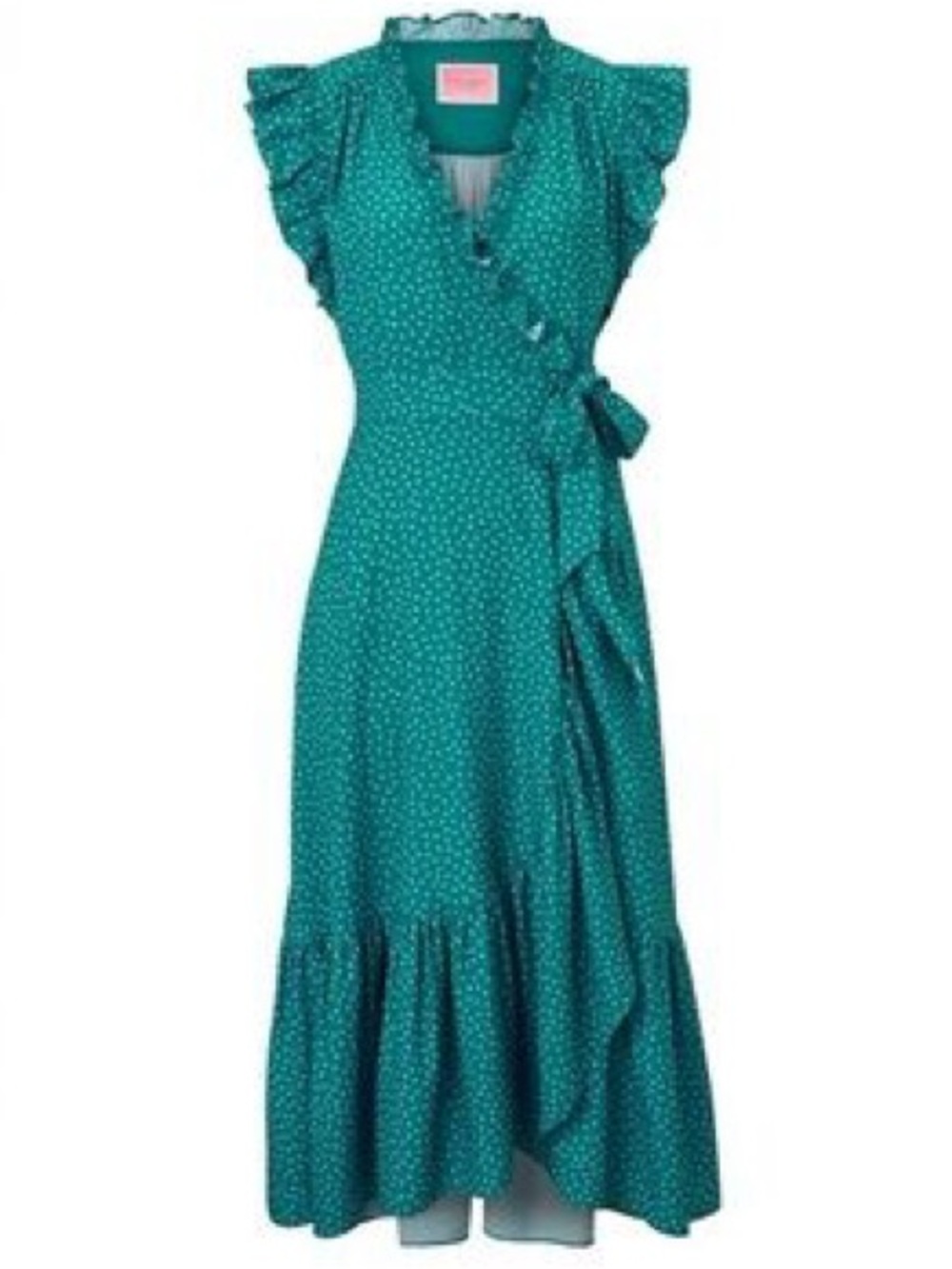 Kate Spade New York Green Polka Dot Ruffle Midi Dress Size 12